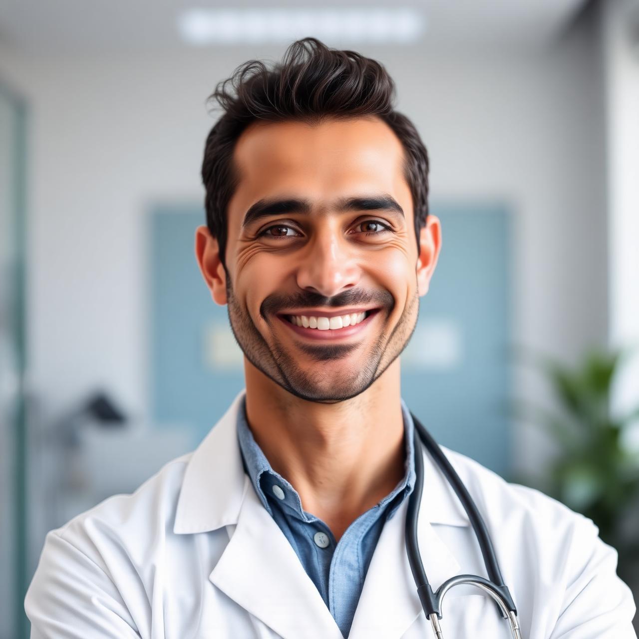 Médecin satisfait utilisant l'assistant IA Med.tn